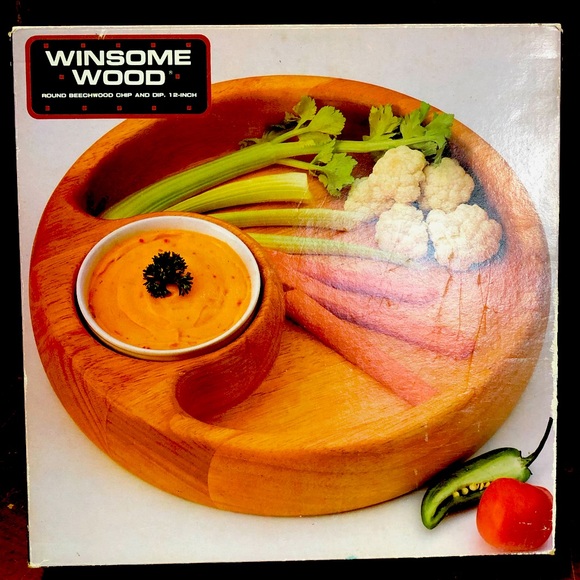 Winsome Wood round beechwood chip & dip 12” - Picture 1 of 9